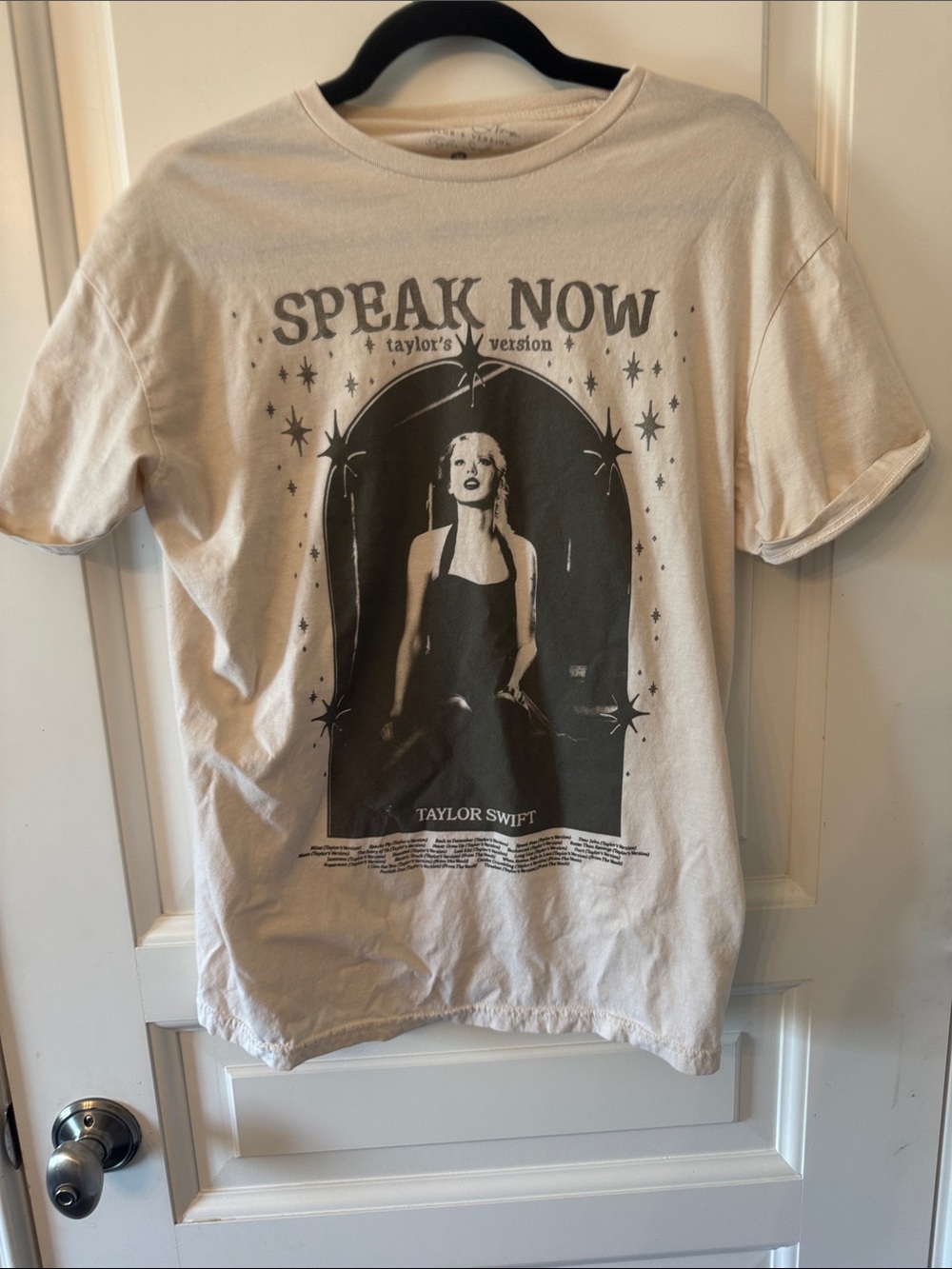 Taylor Swift Cream Tee with Black Speak Now Graphic